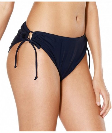 Tankinis Women's Shirred Side Bikini Bottoms Solid Swim Bottom Swimsuit Briefs - Brief/Navy - C718D8LWZKE $18.22