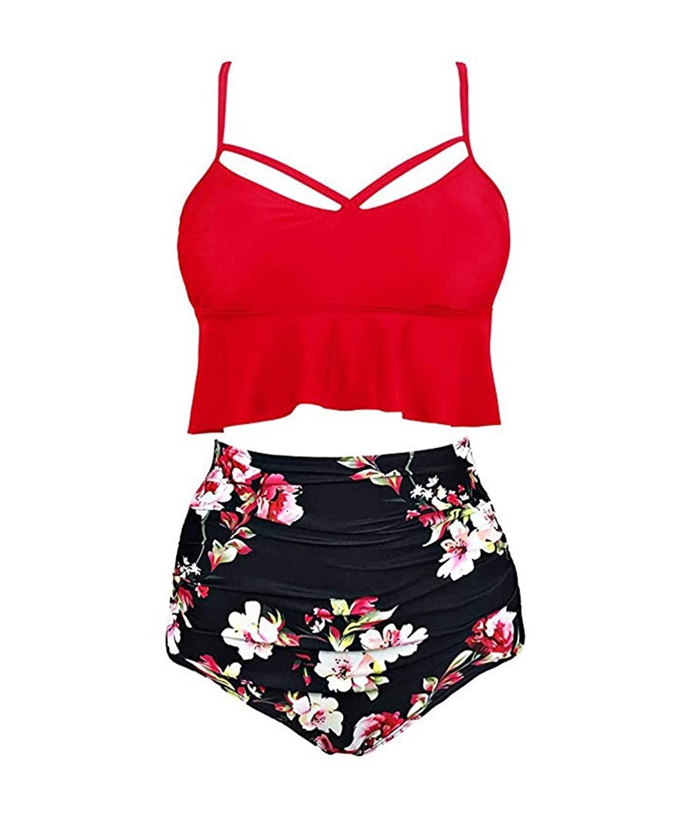 Board Shorts Women's Ethnic Print Silk Mesh Sexy Bikini One-Piece Swimwear Beach Suit - Red - CI18TDANLG3 $39.21