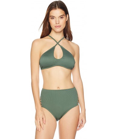 Tankinis Women's Swimwear Strappy High Waist Cheeky Bikini Bottom - Fern Green - CM187ITCGC2 $32.95