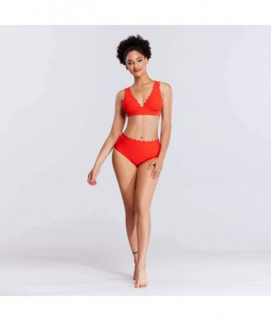 Sets Swimsuits for Women High Waisted Bikini Sexy Two Piece Bathing Suits Tummy Control Swimwear - 9091red - CK19CL4NLXG $46.06