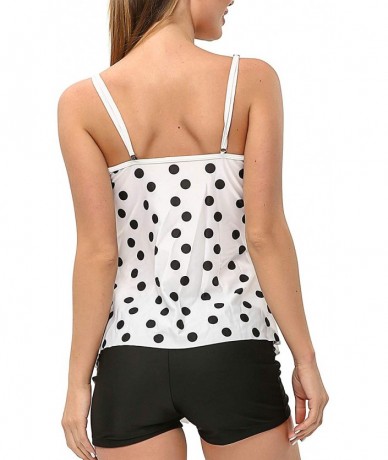 Tankinis Women Tankini Swimsuits 2 Piece Polka Dot Printed Top with Boyshorts Bathing Suits - White - CB18OWO7WHN $22.33