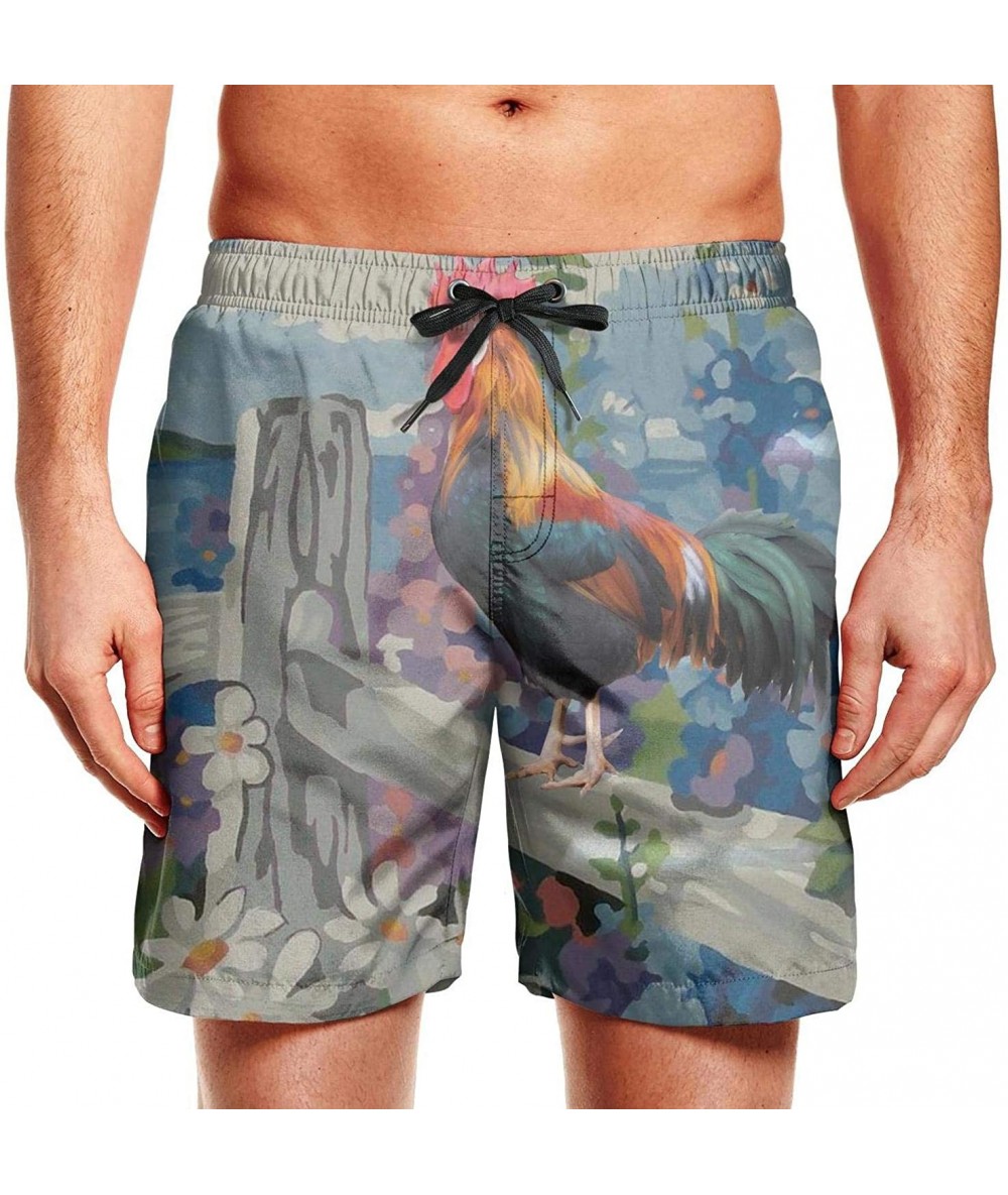 Board Shorts Mens Swim Trunks Summer Cool Quick Dry Board Shorts with Mesh Lining - Rooster Tweet - C418QXWK2UW $55.31