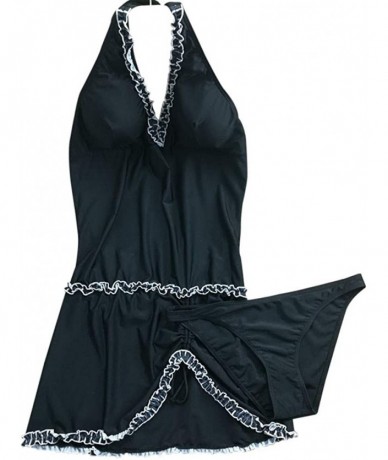 Sets Swimwear for Womens- Summer Plus Size Push-up One-Piece Swim Dress Beachwear Tankini Bikini - Black2 - CD18O2IG86O $26.25