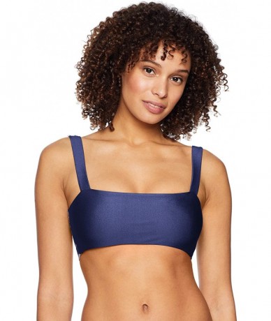 Tops Women's Dazzling Reversible Four Way Bikini Top Swimsuit - Blue Depth Solid - CX18EL6M4X6 $80.50