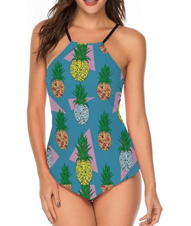 Rash Guards Digital Pineapple Vintage Two Piece Party Push Up Swimsuit Cheeky Classic Skirt for Womens - Style1 - CN19DI3KLER...