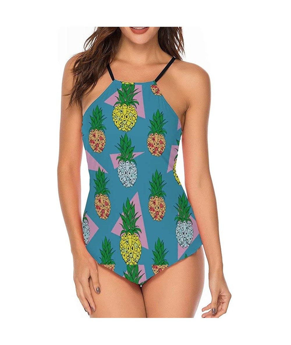 Rash Guards Digital Pineapple Vintage Two Piece Party Push Up Swimsuit Cheeky Classic Skirt for Womens - Style1 - CN19DI3KLER...