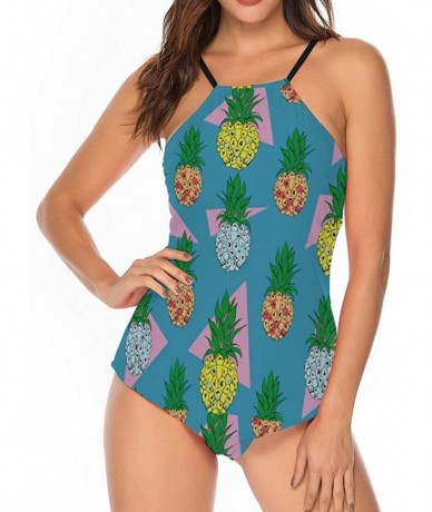 Rash Guards Digital Pineapple Vintage Two Piece Party Push Up Swimsuit Cheeky Classic Skirt for Womens - Style1 - CN19DI3KLER...