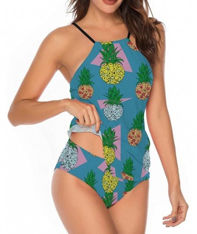 Rash Guards Digital Pineapple Vintage Two Piece Party Push Up Swimsuit Cheeky Classic Skirt for Womens - Style1 - CN19DI3KLER...