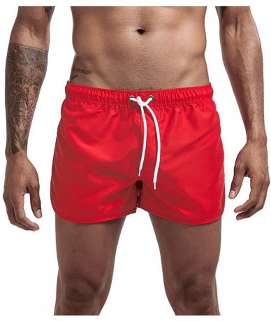 Racing Men's Spring and Summer Splicing Swimming Trousers and Beach Surfing Shorts - Red - CY18UKI8LUS $22.61