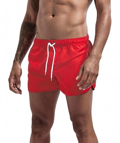 Racing Men's Spring and Summer Splicing Swimming Trousers and Beach Surfing Shorts - Red - CY18UKI8LUS $22.61