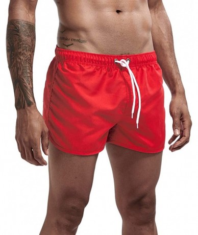 Racing Men's Spring and Summer Splicing Swimming Trousers and Beach Surfing Shorts - Red - CY18UKI8LUS $22.61