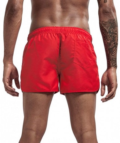 Racing Men's Spring and Summer Splicing Swimming Trousers and Beach Surfing Shorts - Red - CY18UKI8LUS $22.61