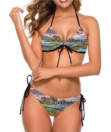 Bottoms Women Beachwear Scenery- Fall Forest with Leaves Adjustable to Fit Anyone - Multi 13-two-piece Swimsuit - CV19E7KCW3K...