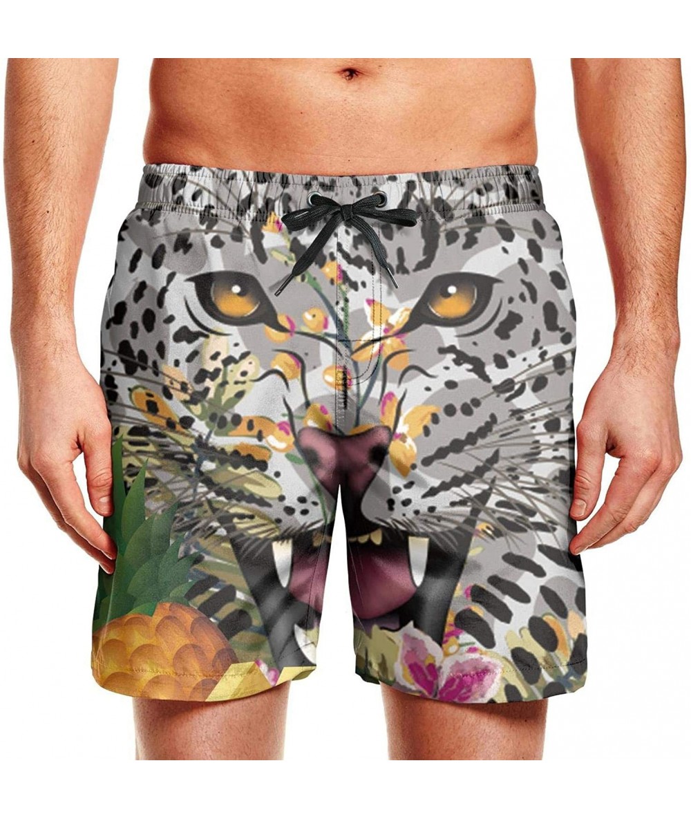 Board Shorts Men's Sportwear Quick Dry Board Shorts Jellyfish Blue Swim Trunks - Jungle Leopard and - CQ18R20CYI7 $56.73