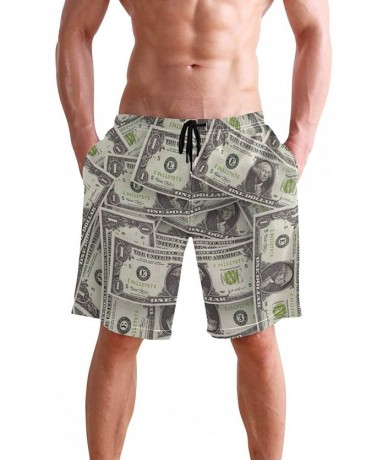 Trunks French Fries Men's Swim Trunks Beach Shorts with Pockets - Cool Usa Money Dollars Design - CG18Q2RANG3 $49.33