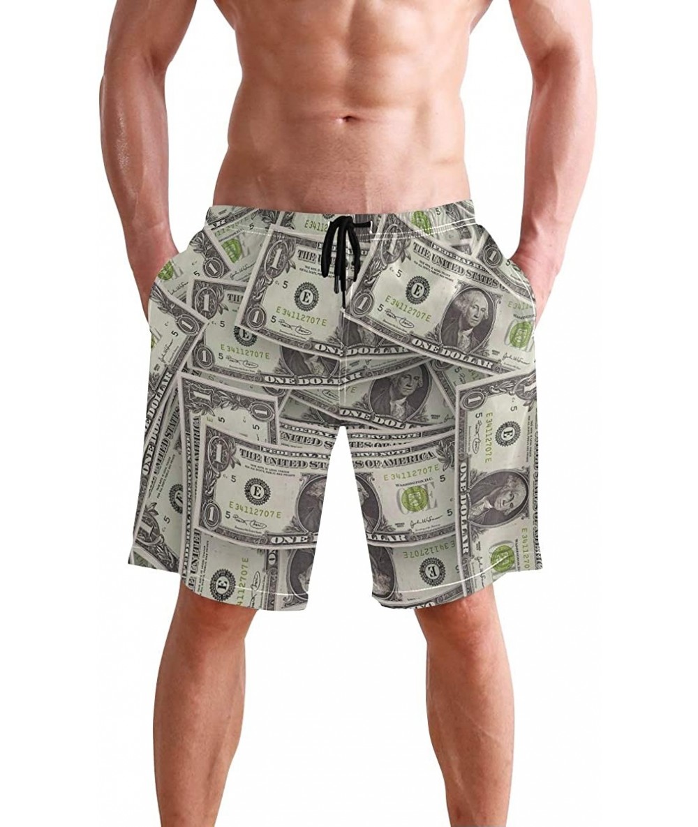 Trunks French Fries Men's Swim Trunks Beach Shorts with Pockets - Cool Usa Money Dollars Design - CG18Q2RANG3 $49.33