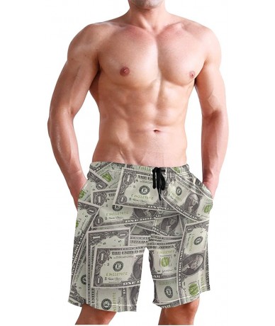 Trunks French Fries Men's Swim Trunks Beach Shorts with Pockets - Cool Usa Money Dollars Design - CG18Q2RANG3 $49.33