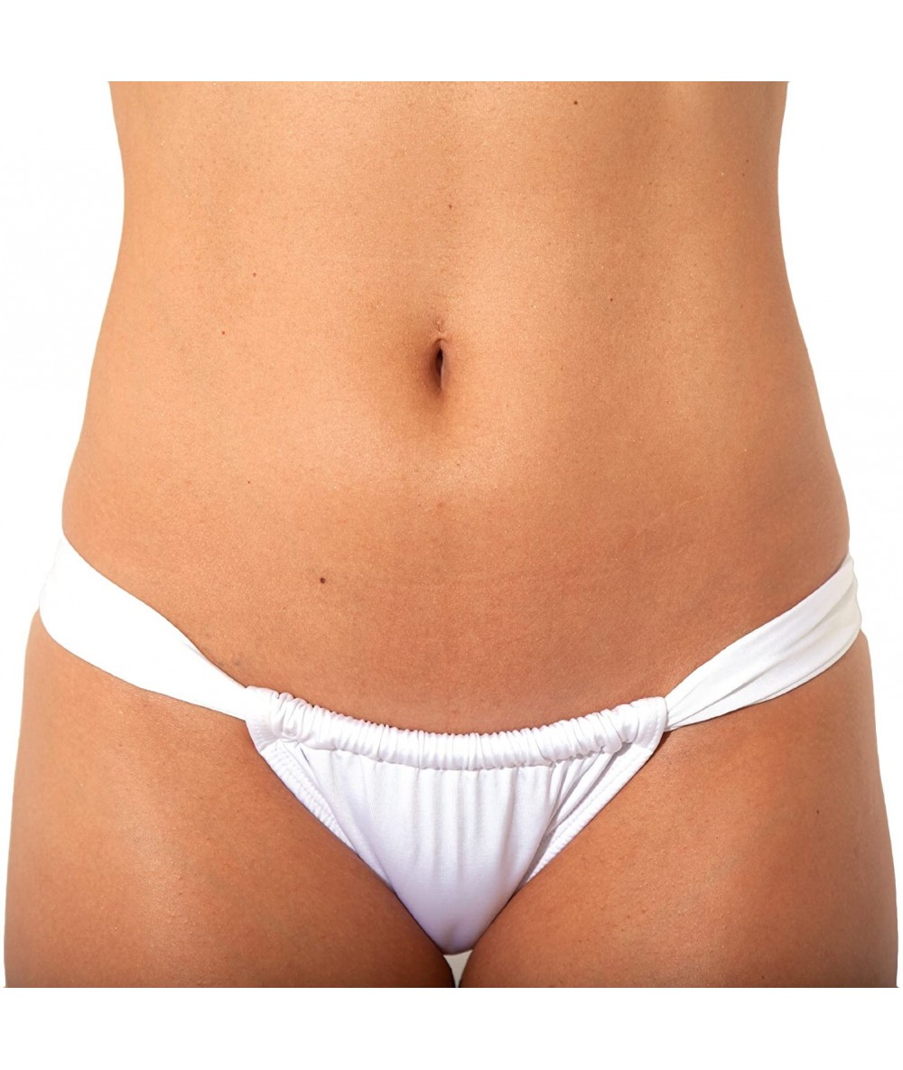 Tankinis Women's Brazilian Bikini Single Curtain Semithong Bottom - White - CV11AUON2LL $45.17