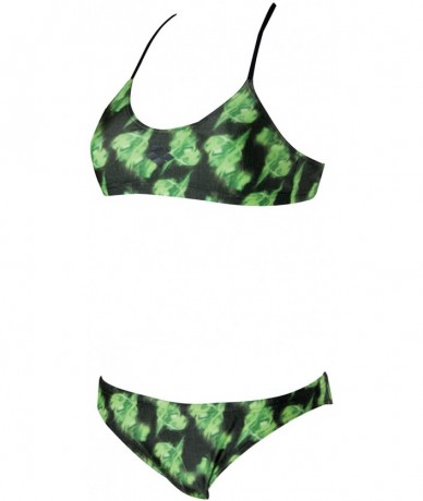 Racing Women's Lups Two-Piece Polyester Team Swimsuit - Black-viridian Green - CU115BHYL0J $26.63