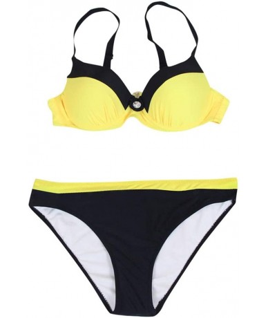 Sets Womens Padded Push-up Bra Bikini Set Swimsuit Bathing Suit Swimwear Beachwear - Yellow - CF18RSIIQK2 $23.76