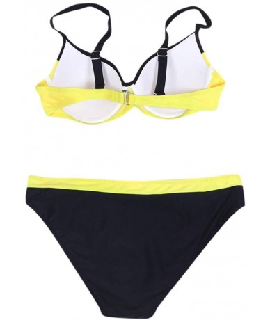 Sets Womens Padded Push-up Bra Bikini Set Swimsuit Bathing Suit Swimwear Beachwear - Yellow - CF18RSIIQK2 $23.76