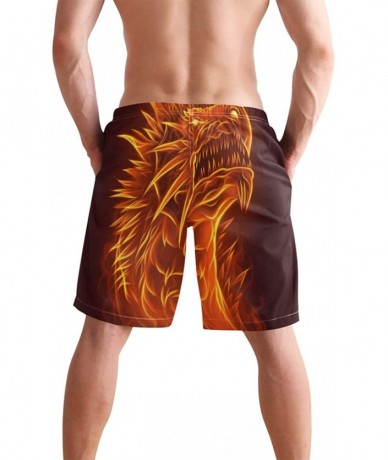 Board Shorts Mens Surfing Shorts Ice Hockey Player Skeleton Swim Trunks Shorts - Fire Dragon - CO192OMGI2O $48.51