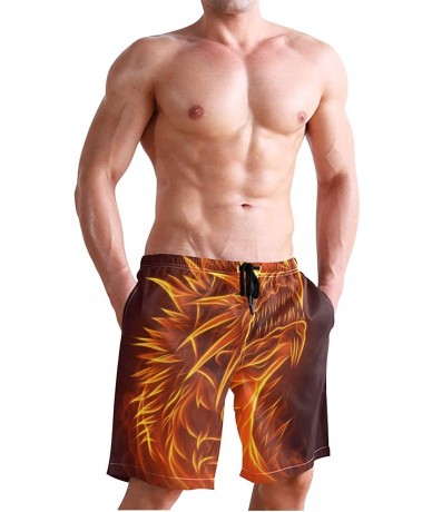 Board Shorts Mens Surfing Shorts Ice Hockey Player Skeleton Swim Trunks Shorts - Fire Dragon - CO192OMGI2O $48.51