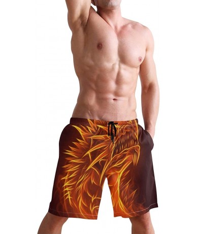 Board Shorts Mens Surfing Shorts Ice Hockey Player Skeleton Swim Trunks Shorts - Fire Dragon - CO192OMGI2O $48.51