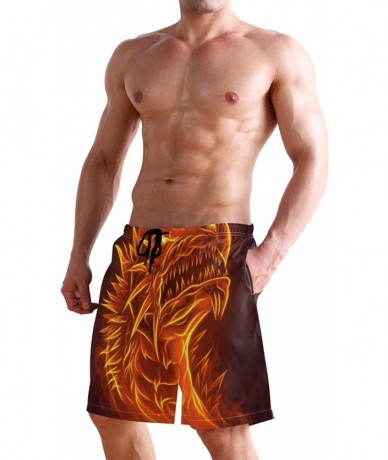 Board Shorts Mens Surfing Shorts Ice Hockey Player Skeleton Swim Trunks Shorts - Fire Dragon - CO192OMGI2O $48.51