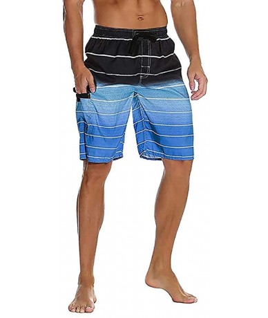 Trunks Mens Swim Trunks- Quick Dry Water Sports Surf Board Beach Short with Mesh Lining - Blue - CA18R0KUIQG $33.46