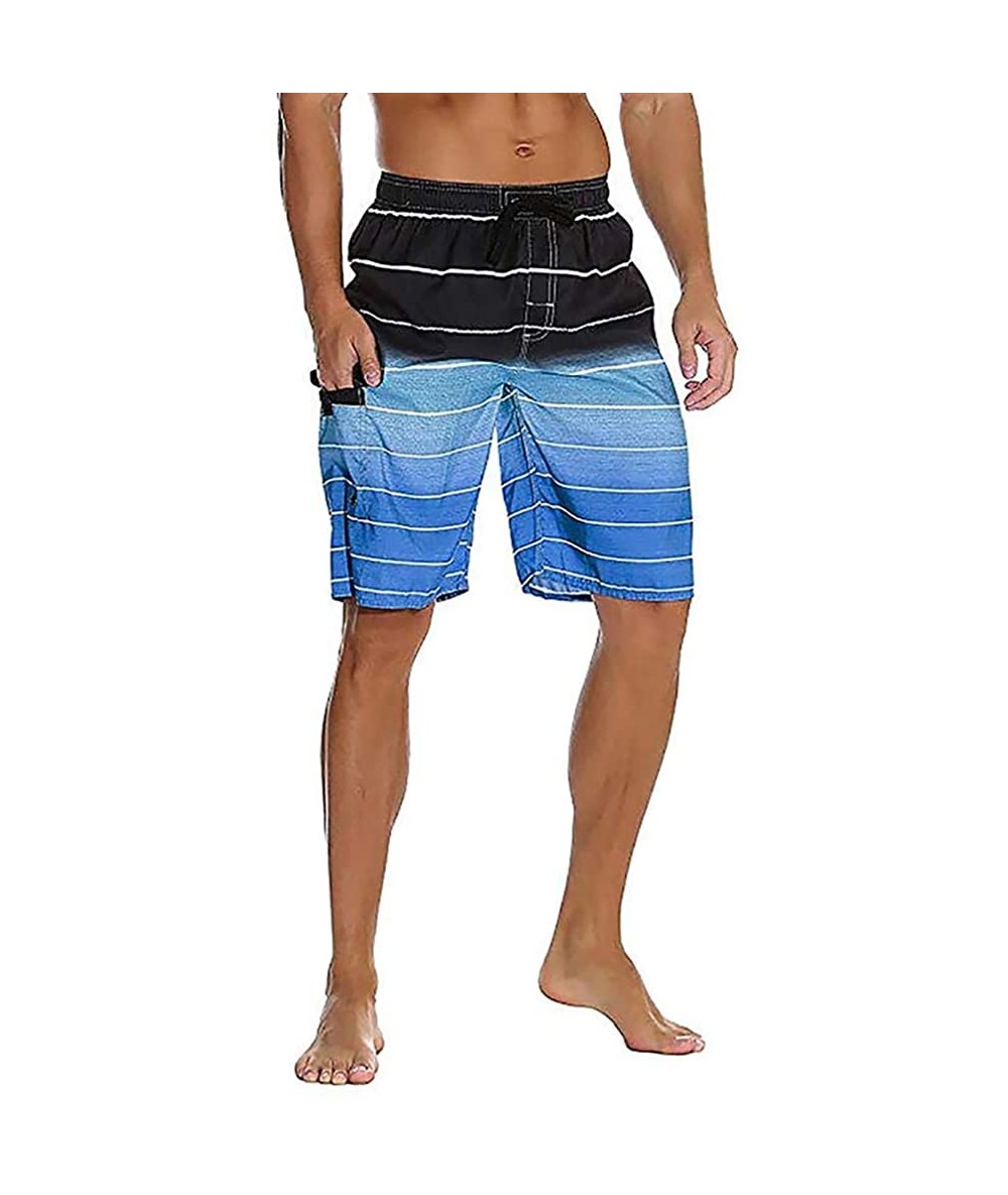 Trunks Mens Swim Trunks- Quick Dry Water Sports Surf Board Beach Short with Mesh Lining - Blue - CA18R0KUIQG $33.46