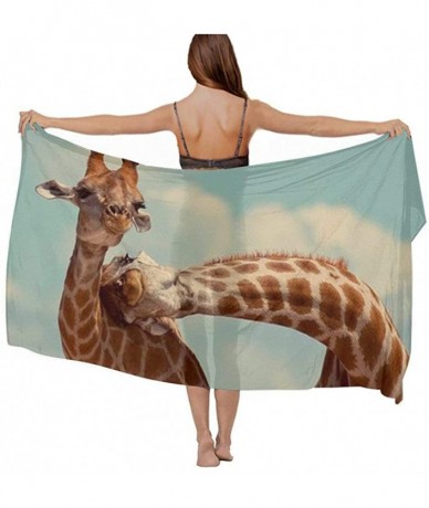 Cover-Ups Women Chiffon Scarf Shawl Wrap Sunscreen Beach Swimsuit Bikini Cover Up - Giraffe Lover Friends - CG190HKD5E0 $44.97