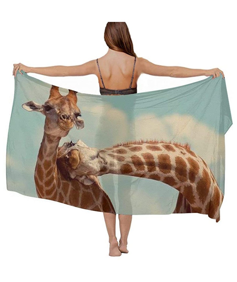 Cover-Ups Women Chiffon Scarf Shawl Wrap Sunscreen Beach Swimsuit Bikini Cover Up - Giraffe Lover Friends - CG190HKD5E0 $44.97