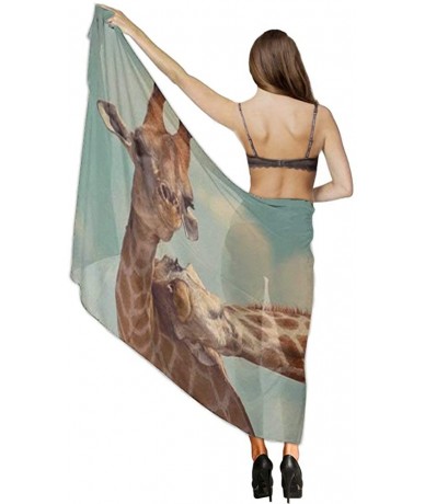 Cover-Ups Women Chiffon Scarf Shawl Wrap Sunscreen Beach Swimsuit Bikini Cover Up - Giraffe Lover Friends - CG190HKD5E0 $44.97