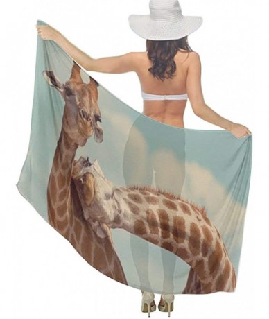 Cover-Ups Women Chiffon Scarf Shawl Wrap Sunscreen Beach Swimsuit Bikini Cover Up - Giraffe Lover Friends - CG190HKD5E0 $44.97