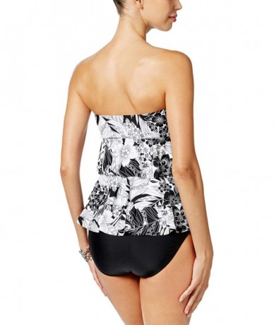 Tankinis Womens Tiered Floral Swim Top Separates B/W 8 - CS182XSCO72 $25.04