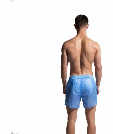 Board Shorts Men's Super Thin Transparent Solid Board Shorts with Pocket - Blue - CP18DYL7CEE $36.18