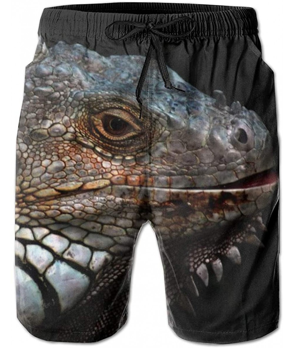 Board Shorts Men's Swim Trunks Green Iguana Beard Dragon Lizard Surfing Beach Board Shorts Swimwear - CM18TMSS4AR $51.36