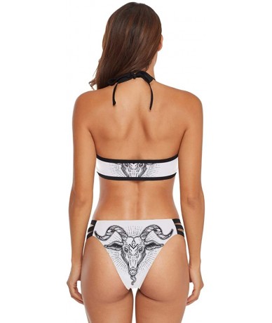 Sets Sea Life Women's Strap Side Bottom Swimsuits Bikini Suits - Satanic Goat Head - C618UX43M63 $59.74