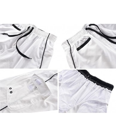 Board Shorts Men's Beachwear Swim Trunks Quick Dry Zipper Pockets with Lining - White - CW183NN8HKO $37.52