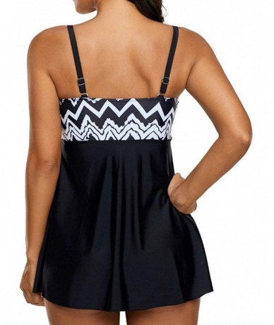 Racing Women Vintage Chevron 2 Piece Ruched Padded Tankini Set Flyaway Top with Triangle Brief Bottom - Chevron - CC18QYL4TEL...