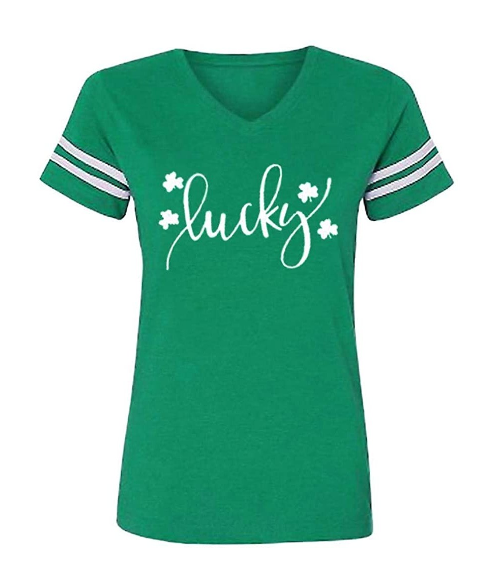 Tops Women's Fun Letter Print St Pat's Paddy Patrick V-Neck T-Shirt - C-green - CN1952CWN9L $18.76