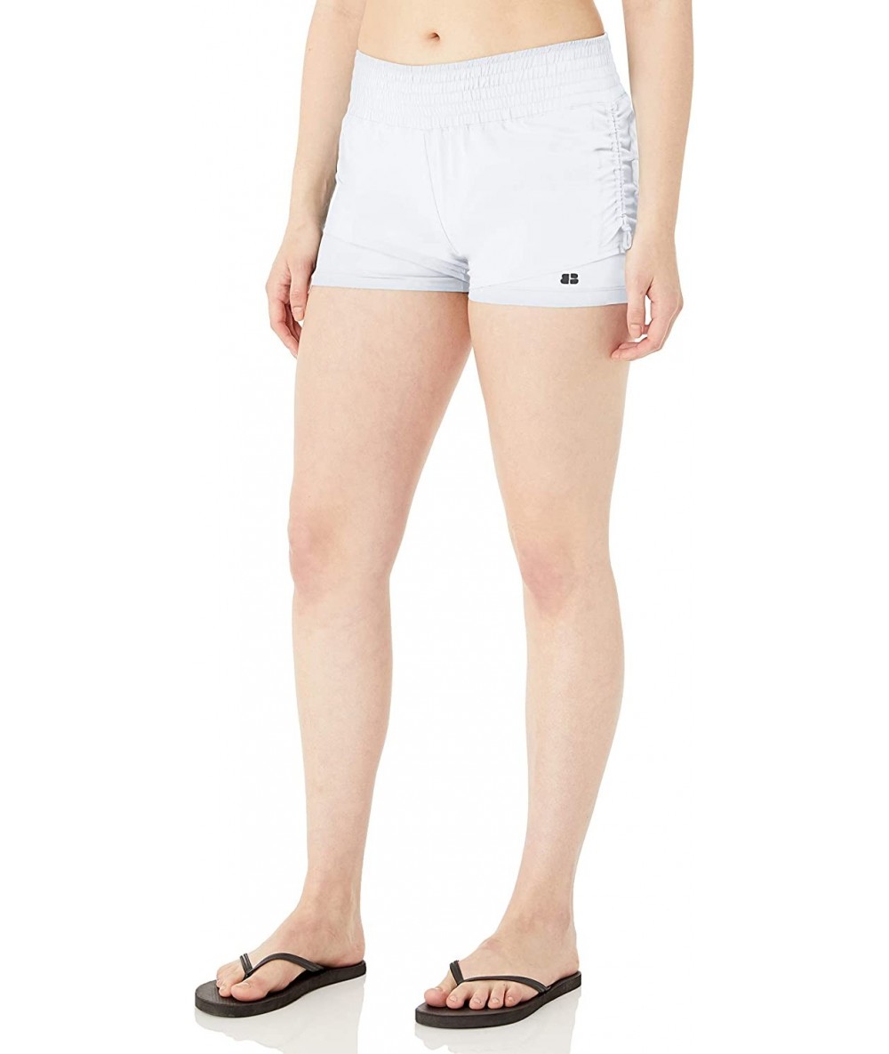 Board Shorts Women's Solid Layerd Short Swimsuit Bottom - Sport Beach Solids White - CO12O41TOND $87.09