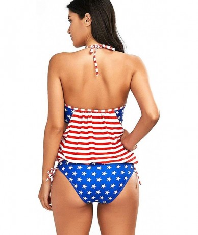 Sets American Flag Bikini for Women-USA Flag Bathing Suit Swimsuit Women - Red - CH18QIXDGMT $43.11