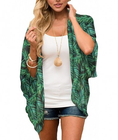 Cover-Ups Women's Cardigan-Sheer Kimono Loose Summer Floral Print Cover Ups - Type 21 - CS199E6SLSG $29.54