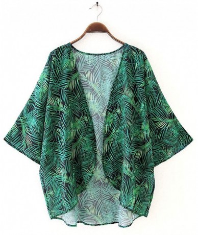 Cover-Ups Women's Cardigan-Sheer Kimono Loose Summer Floral Print Cover Ups - Type 21 - CS199E6SLSG $29.54