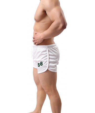 Briefs Men's Active Running Shorts- 3 Inch Quick Dry Mesh Jogging Workout Shorts- Gym Athletic Marathon Shorts - White - CI18...