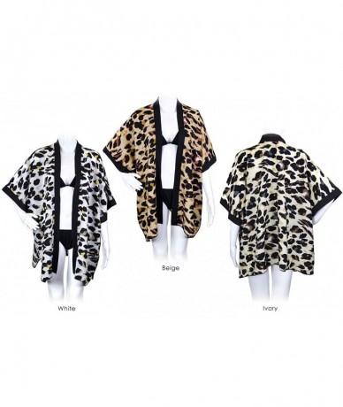 Cover-Ups Women Summer Beach Swimsuit Bikini Cover Up Kimono Cardigan - Animal Print - White-2 - CI18USKYY78 $32.40