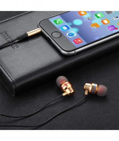 Tankinis Super Bass Headset 3.5mm in-Ear Earphone Stereo Earbuds Headphone Wired - Gold - CP18ZZI5U00 $17.88