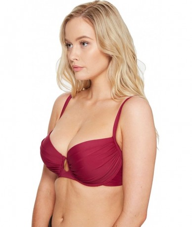 Tops Junior's Smoothies Desire D-dd Molded Cup Underwire Bikini Top - Black Plum - CE12N4VHRF8 $33.54